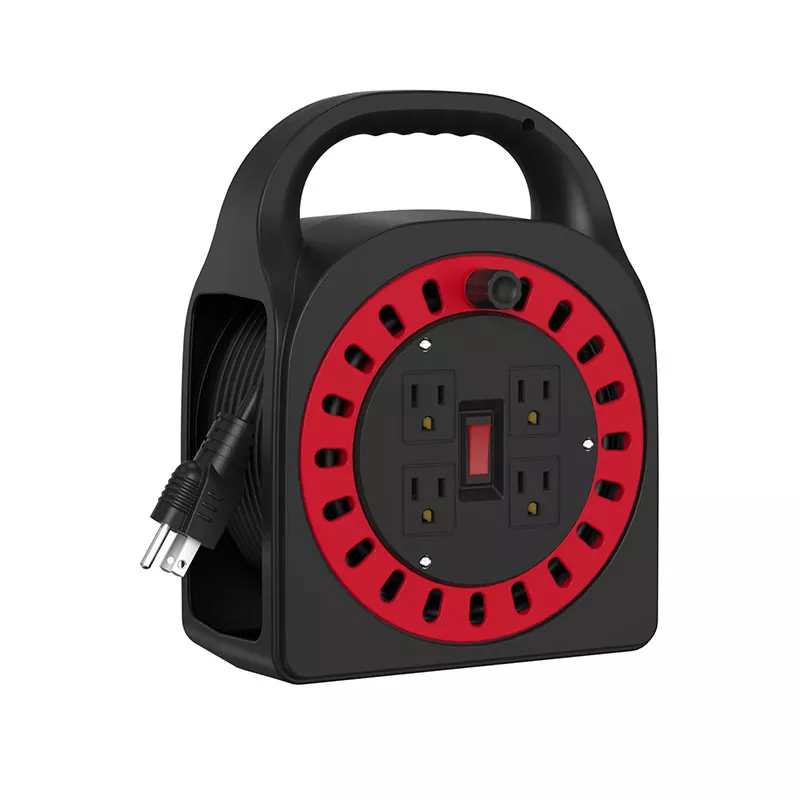 4 Outlets Plastic Cord Reel 50ft