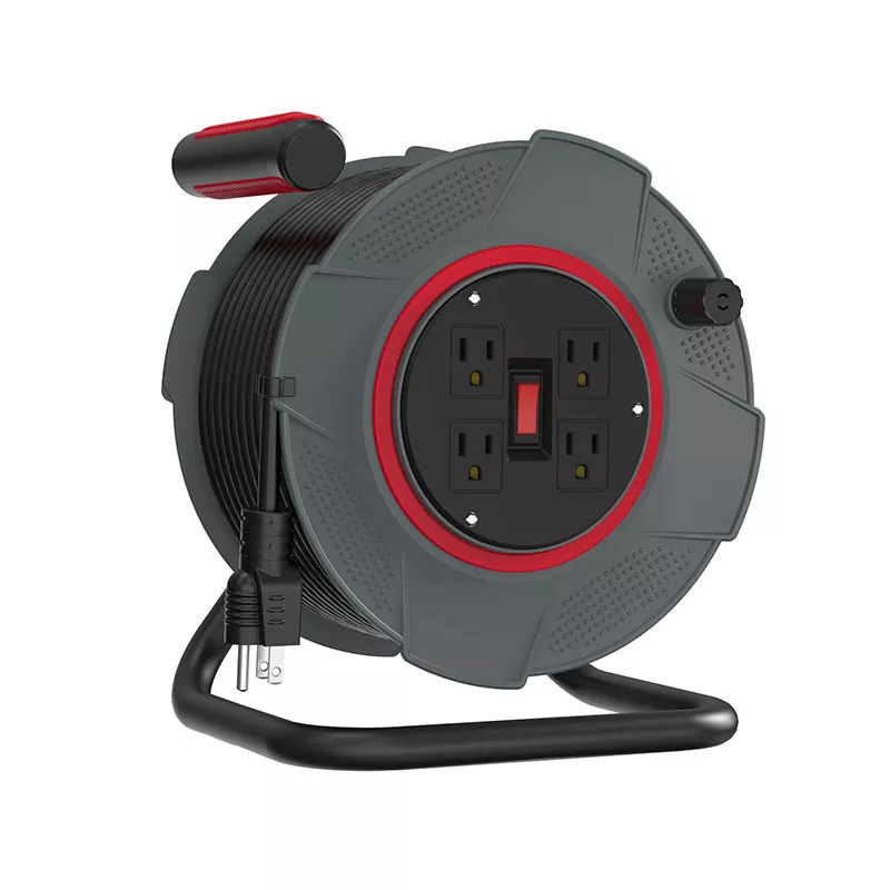 4 Outlets Plastic Cord Reel 80ft