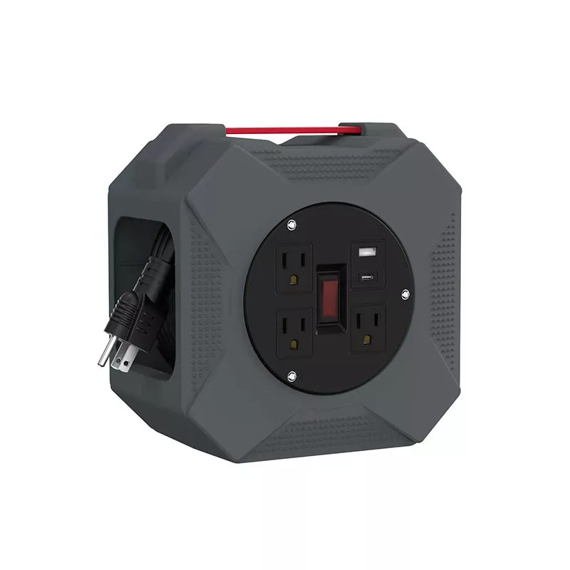 3 Outlets Usb2.4a Plastic Cord Reel 45ft