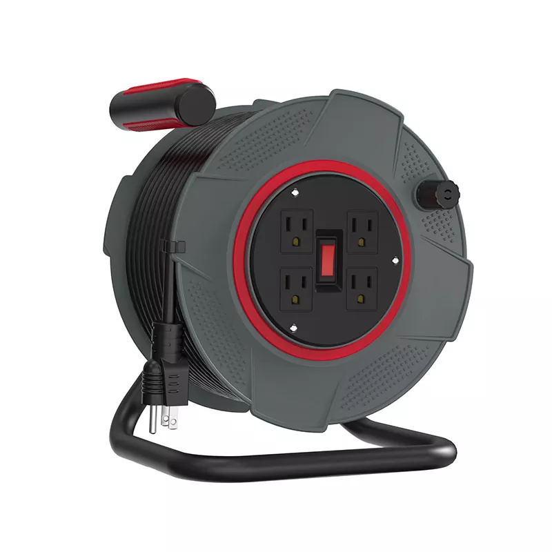4 Outlets Plastic Cord Reel 80ft