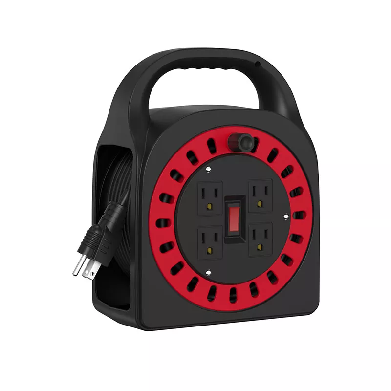 4 Outlets Plastic Cord Reel 50ft