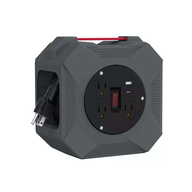 3 Outlets Usb2.4a Plastic Cord Reel 45ft