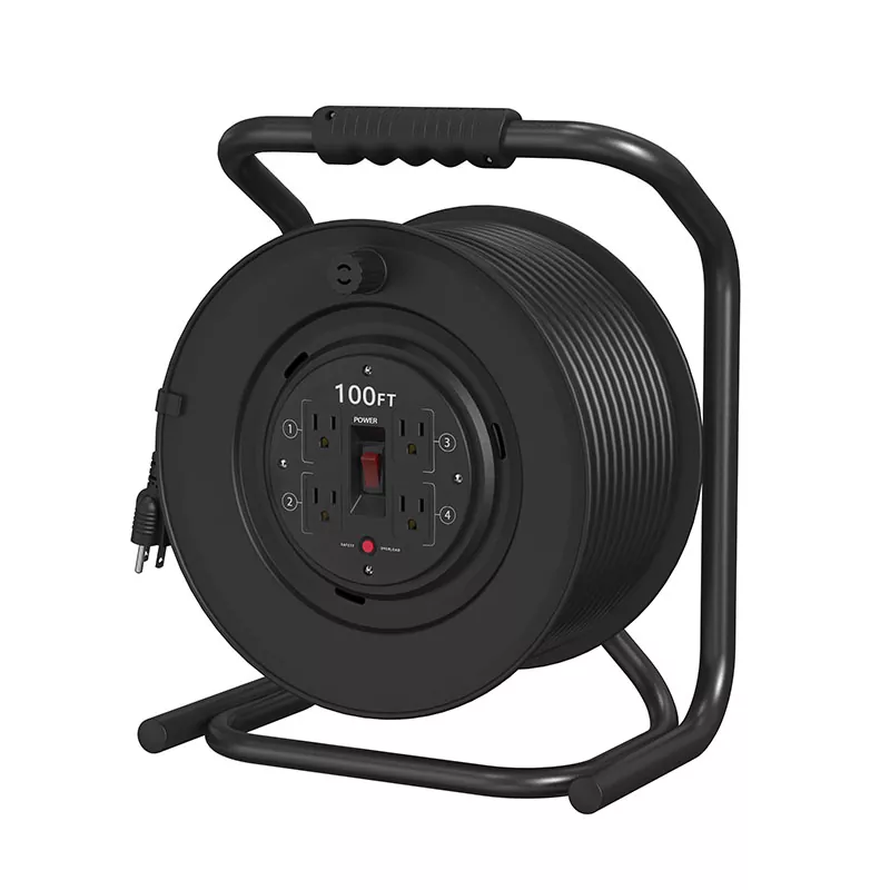 4 Outlets Plastic Cord Reel 100ft