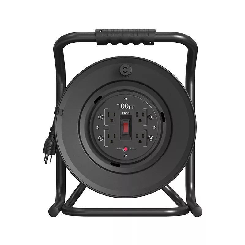 4 Outlets Plastic Cord Reel 100ft